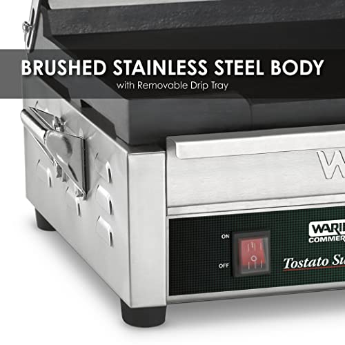 Waring Commercial Wfg250 Tostato Supremo® Large Flat Toasting Grill, 120V, 1800W, 5-15 Phase Plug, Silver #TOP4