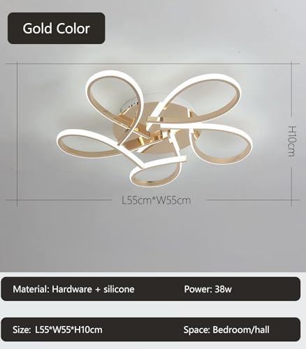 Plafonnier LED variable en forme de fleur, luminaire doré de 55cm et 38W avec sa télécommande - 5