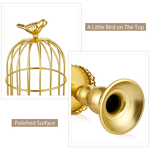 Sziqiqi Decorative Bird Cage Candle Holder Gold Vintage Candlestick Holder Set Of 2 For Wedding Candle Centerpieces Reception Center Piece Party Home Holiday Decoration Gold #TOP6