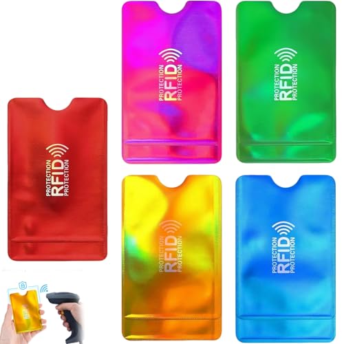 10 Stück RFID Blocker Kartenhülle, NFC Schutzhülle EC Karte - Ultradünne Kreditkarten Schutzhülle mit RFID Schutz für Bankkarten & Ausweise, 5 Farben