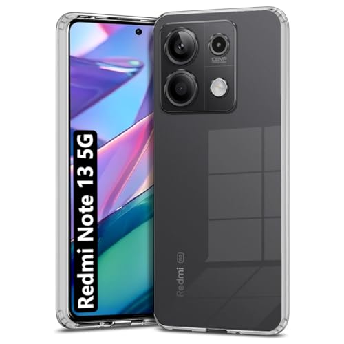 Image of Fashionury Crystal Clear Case for Redmi Note 13 5G | Yellowing Resistance | Transparent TPU Silicone | Raised Camera Lips | Slim Transparent Cover