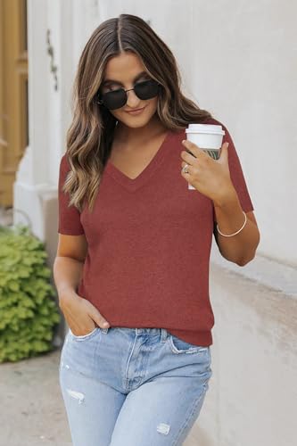 Image of Arach&Cloz Women's Wool Blend Spring Summer Lightweight Business Casual Sweater Tops 2026