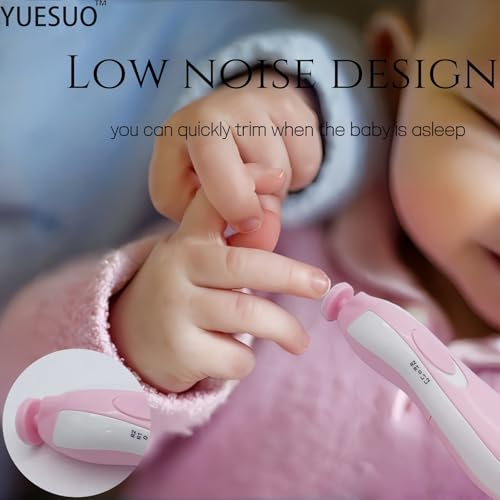 YUESUO Baby Nail Trimmer File with Light,Baby Electric Nail File for Newborn Infant Toddler Kids Adult,Battery Operated (AA) (Pink) - Image 6