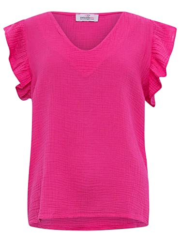 Zwillingsherz Musselin Bluse aus 100% Baumwolle mit V-Ausschnitt & Rüschen...