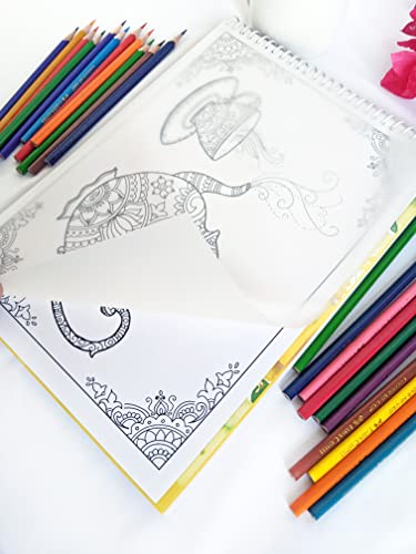 Vol 01 - Coloring book for adults | Premium Handmade Paperback Spiral Bound Coloring Book | Easy and fun drawings to color for grown-ups | Art and Sip Party, DIY Kit, Party favor