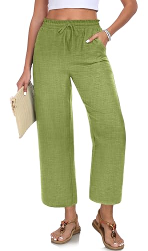 Image of EDUWU Women Casual Pants Loose High Waist Cropped Palazzo Beach Pants Summer Outfits 2026 Trendy