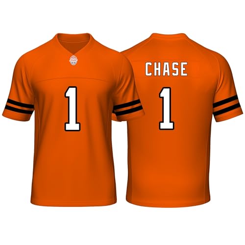 Custom Mens/Youth Football JA'MARR Stitched T-Shirt for Sports Fan Chase Orange No Brand/Logos