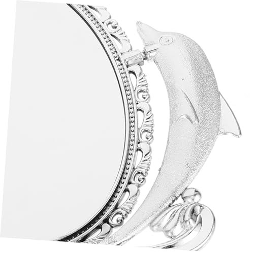 Miroir de maquillage double face pivotant en argent pour table de bureau