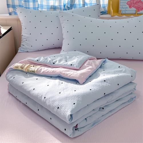 Highdi Edredon Verano,Suave Reversible Multiusos Colcha,Edredones Ligera Microfibra,Lindo Estampado Moderno Edredón Acolchado Individual/Doble/Extra Grande,para Estaciones (Azul Rosa,200x230cm)