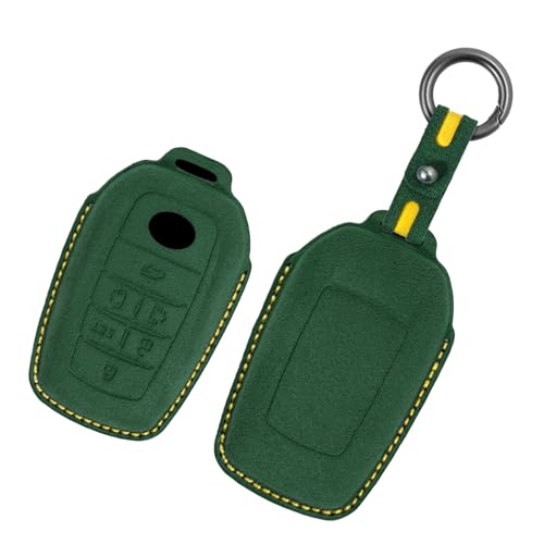 Coque de clé en daim pour Toyota Sienna 2024 - Étui fait main vert foncé chic