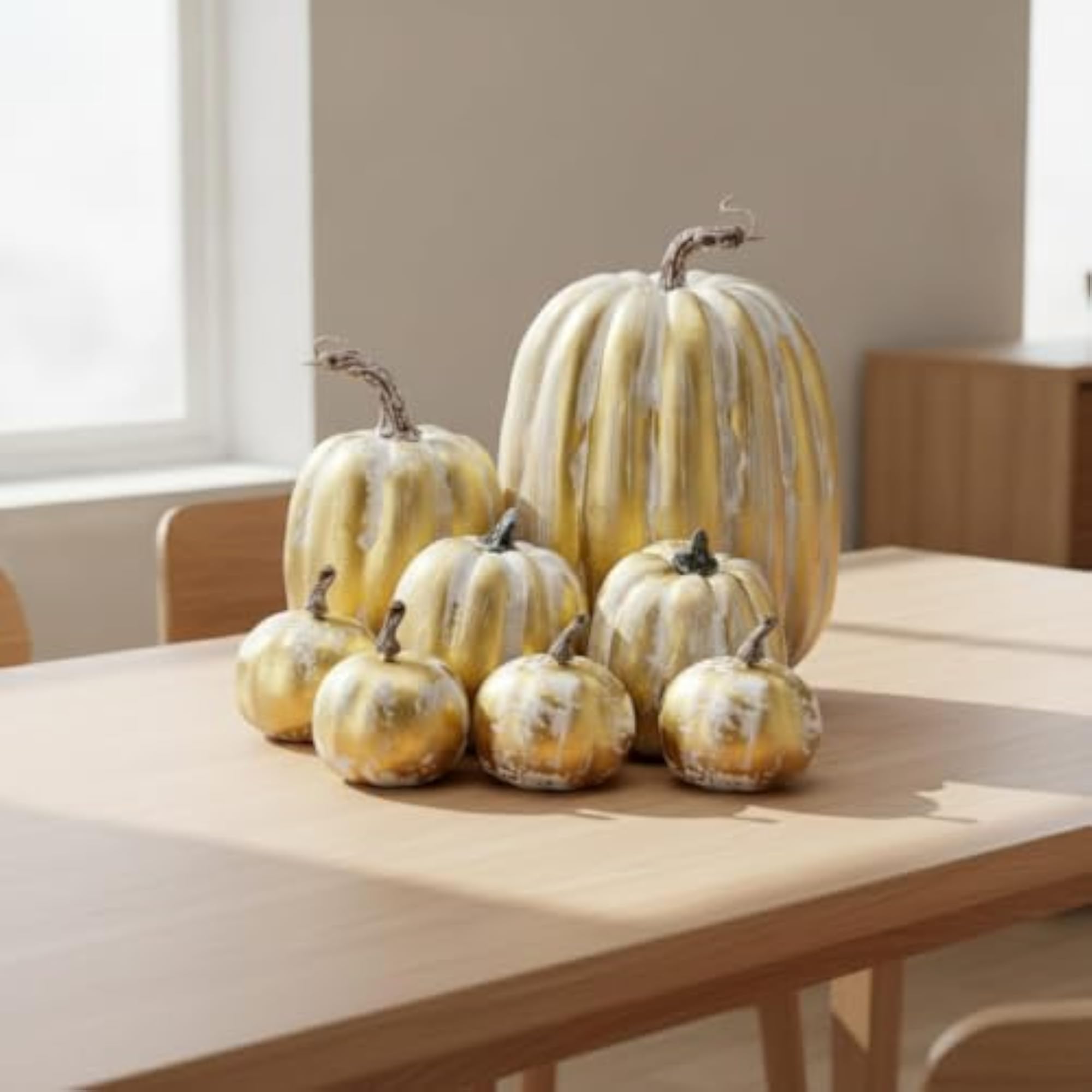 8 Pieces Decorative Assorted Artificial Pumpkins for Home Décor
