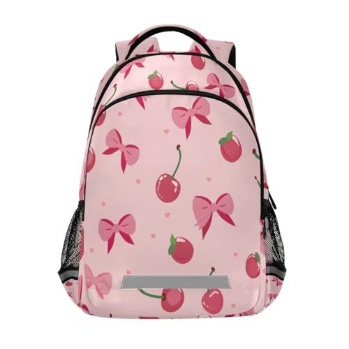 Pink Bows Cherries Pattern Backpacks for Kids School Bag Student Backpack Bookbag For Boys Girls Casual Bag