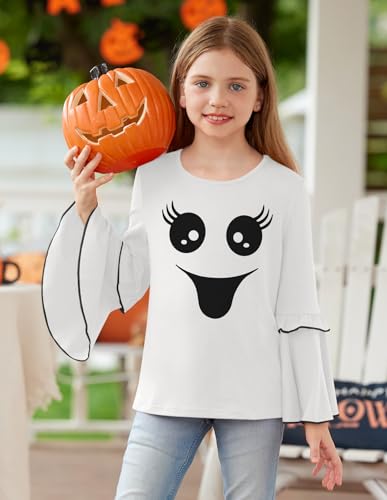 BesserBay Girls Halloween Long Bell Sleeve Crewneck Shirt 4-12 Years4