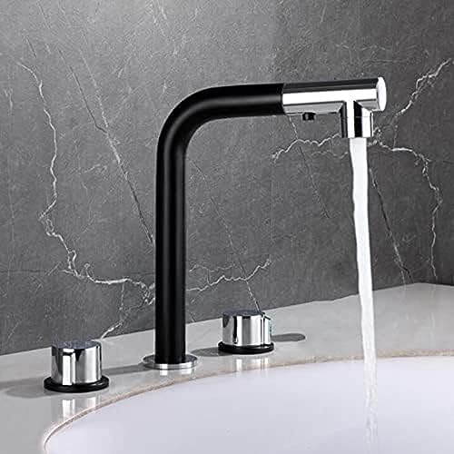 Robinet de lavabo 3 trous mélangeur laiton noir chrome