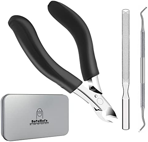 Thick Toenail Clippers,Toe Nail Clippers for Senior Adult with File and Lifter,Long Handle Toenail Clippers,Ingrown Toenail Treatment, Nail Clippers for Men and Women(Black)