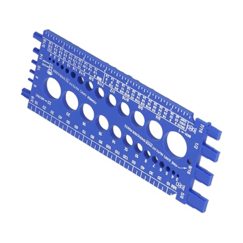 Bolt Nut Thread Measure Gauge, Assortment Inch Metric Screws Nuts, Tool for Garage Workshop (Blue)