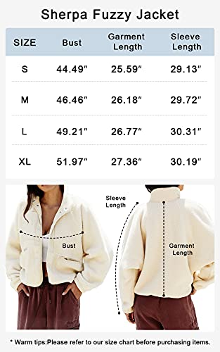 Prettygarden Women‘s Casual Lapel Long Sleeve Button Sherpa Fleece Jacket Coat Winter Fleece Outwear With Pockets (Off-White, Large) #TOP5