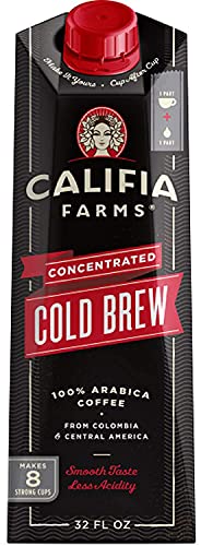 Califia Farms - Cold Brew Coffee, Black Unsweetened Concentrated, 32 oz | Makes 8 Servings | Clean Energy | Smooth