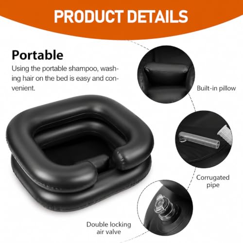 Image of Clefairy Inflatable Hair Washing Tray with an Air Pump, Portable Basin for Seniors Children Pregnant Wounded Disabled, Mobile Salon Equipment in Bed or on Wheelchair (BIG)