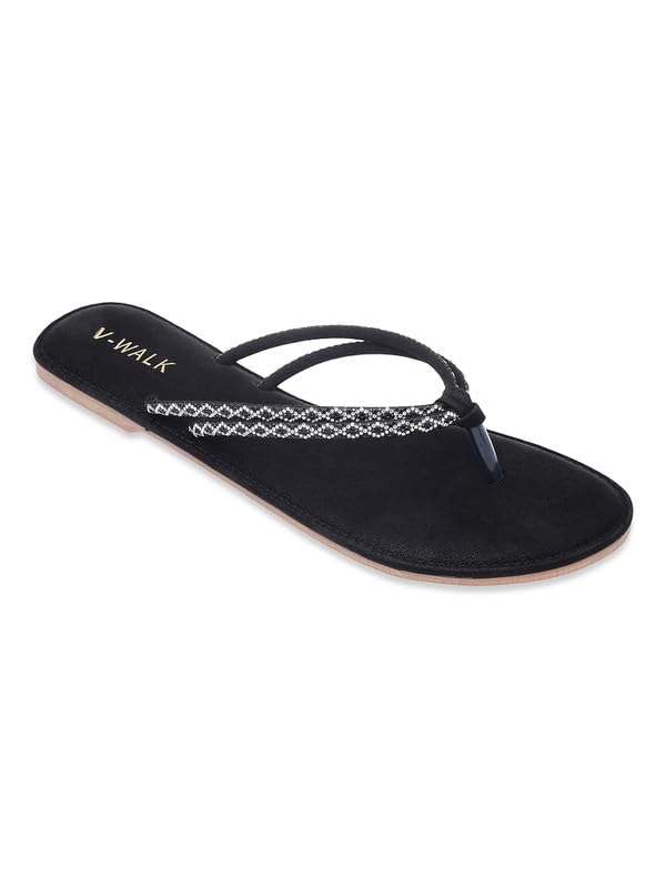 V-WALK Women’s Big sizes Casual Ethnic Flats | Elegant Slip-On Toe Ring Sandals