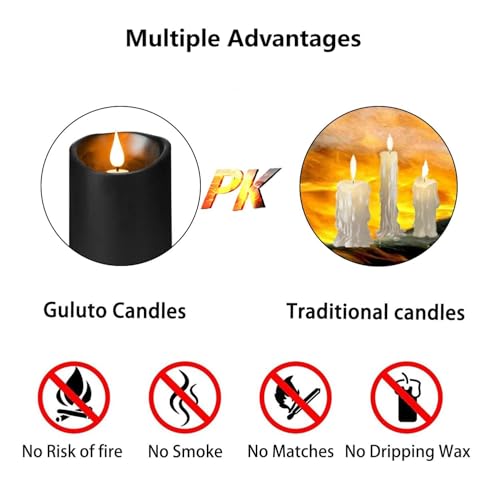 Image of Rechargeable Candles, Flameless Candles with Remote and Timers, Flickering Battery Operated Candle Real Wax Black USB Candle 3D Wick for Home, Wedding, Christmas 3 inch x 4 inch