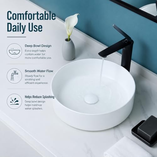 Image of QUALITO White Table Top Wash Basin for Bathroom, Living Room, Hall, Dinning Room | Countertop /Over Counter Ceramic Vessel Sink /Basin | Glossy Finish Table Top Wash Basin (White, 15x15x5 Inch)