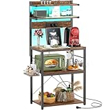 【Étagères de cuisine avec prises électriques】Notre étagère de cuisine est équipée de 2 prises et de 2 ports USB. Plus besoin de déplacer votre cafetière, grille-pain ou machine à pain, car elles se rechargent facilement. Pour une cuisine propre et sécurisée. Les prises latérales permettent de ranger les câbles, pour plus de confort au quotidien.