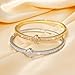 OSICAPEA Clover Bracelets for Women, Stainless Steel Four Leaf Clover Nail Bracelet, 18K Gold Plated Cubic Zirconia Stackable Bracelet, Lucky Love Cuff Bangle, Birthday Gift for Women