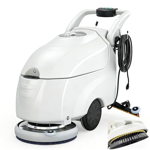 EQCOTWEA Commercial Auto Floor Scrubber Machine 16.3' Brush (168RPM) with 14.3 Gallon Dual Tanks...