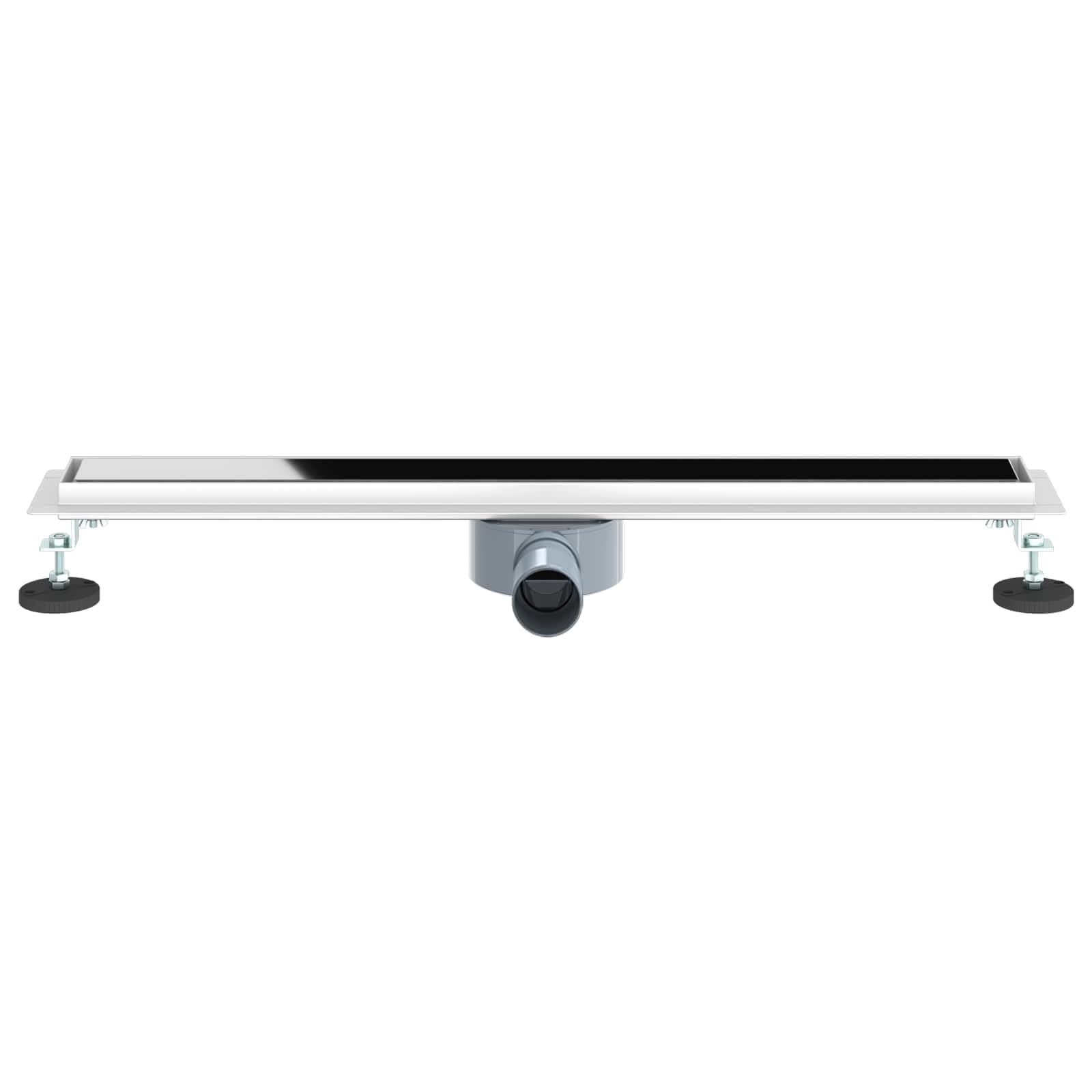 Duschabfluss Schwarz aus Edelstahl 304 mit Glashülle, 360° Siphon und Geruchsverschluss, 70 x 11 cm, höhenverstellbar 0-30 mm, fliesenfähig für Dusche und Bad