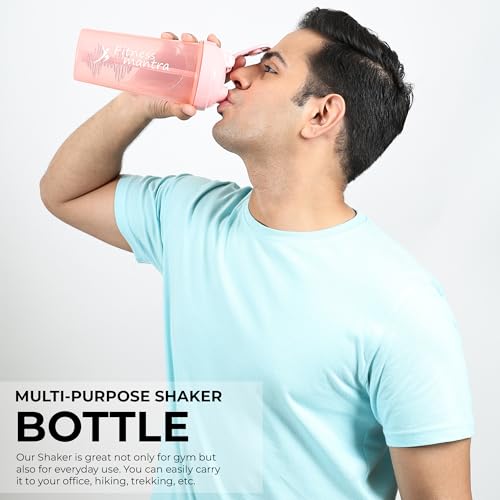 Image of Fitness Mantra 700ml Classic Shaker Bottle for Men & Women [Capacity 700 ml (Baby PInk, 700ml)