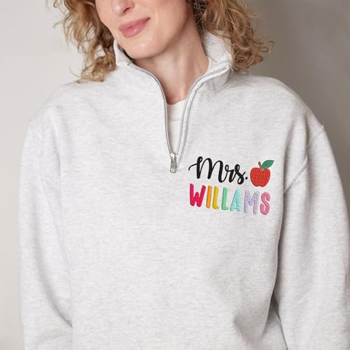 Noni Personalized Teacher Quarter Zip Sweatshirt, Custom Embroidered Teach Sweatshirt, Teachers Gifts, Teach Sweatshirts2