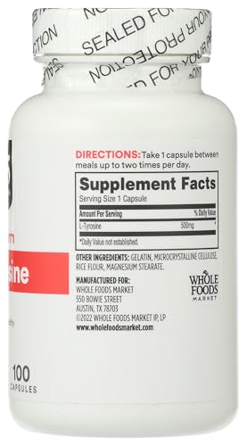 365 by Whole Foods Market, L Tyrosine 500Mg, 100 Capsules - image 6
