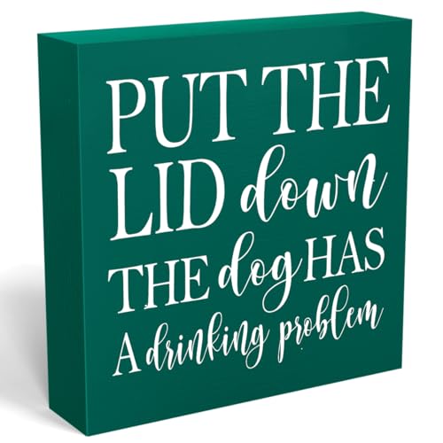 Funny-Bathroom-Quotes-Sign-Bathroom-Dog-Decor-for-Shelves-Humor-Toilet-Sign-Decorations-for-Home-Bedroom-Bathroom-Dining-Room-Tabletop-Bookshelf-5-X-5-Inch-Green Funny Bathroom Quotes Sign Bathroom Dog Decor for Shelves Humor Toilet Sign Decorations for Home Bedroom Bathroom Dining Room Tabletop Bookshelf 5 X 5 Inch Green