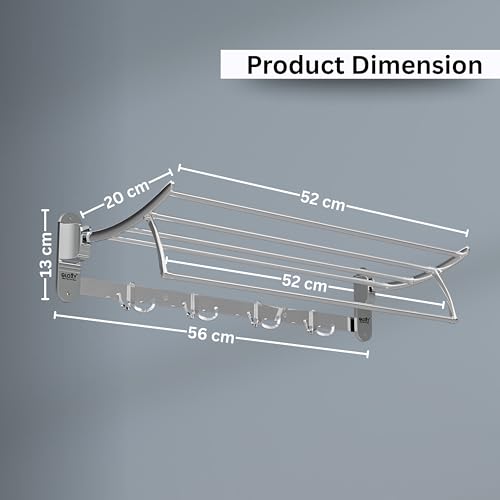 Image of Gloxy Bathroom Accessories Set Towel Rack for Bathroom 24 Inch - Bathroom Towel Hanger for Wall - Towel Stand for Bathroom - Towel Holder in Bathroom, Kithcen, Hotels, Etc.(Chrome, Foldable, 1pc)