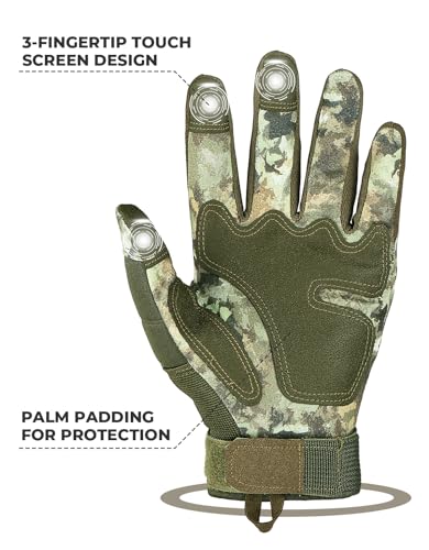 Image of KEMIMOTO Tactical Gloves for Men, Touchscreen Motorcycle Gloves with Hard Shell & Palm Padding for Sports Motorcycle Cycling Tactical Airsoft Paintball Hunting Hiking Camping Climbing