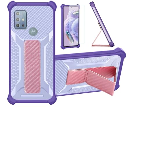Funda para Motorola Moto G20 Funda Carcasa Case Cover [con Protector de Pantalla de Cristal Templado] Híbrida [Soporte Plegable Magnético] [Esmerilado antihuellas] Púrpura