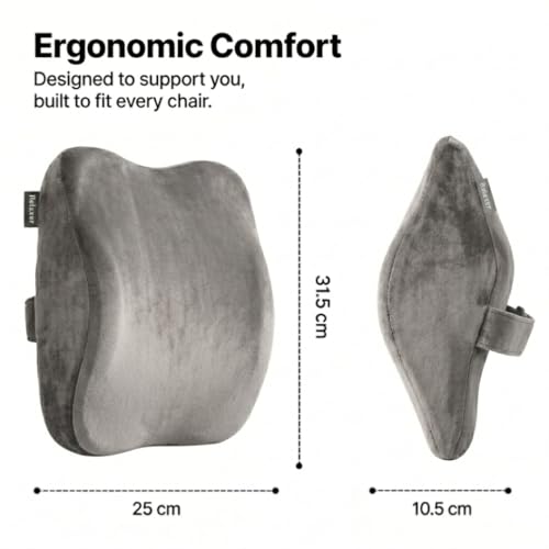Image of Relaxer Office Chair Neck Rest | Ergonomic Cervical Neck Support Cushion for Office, Gaming & Study Chair | Relieves Neck Pain, Shoulder Tension & Desk Fatigue | Adjustable Strap (Grey)
