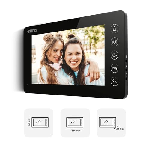 EURA VDP-76A3 Alpha Video-Türsprechanlage Gegensprechanlage 4 Draht, 7-Zoll-Farbmonitor, RFID, 2 Eingänge, Schwarz