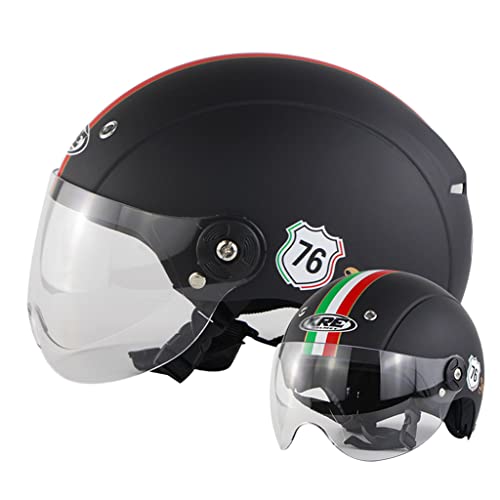 DCLINA Casque Style Italien Demi-Casque de Moto Rétro pour Hommes et Femmes, Casque Approuvé ECE, Casque Moto à Visage Ouvert Respirant Quatre Saisons Cruiser Scooter Chopper Casque Moped Léger