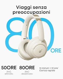 Soundcore by Anker Q30 Cuffie Bluetooth Cancellazione Rumore Attiva con Modalità Multiple, Hi-Res Audio, EQ personalizado vía App, 40 Ore, Cuffie Wireless, Connessione Multipunto, Vestibilità Comoda