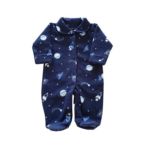 Macacão de Inverno Bebê - Pijama de Soft Quentinho (Azul Marinho Astronauta, P)