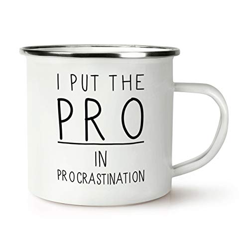 I Put The Pro en Procrastination Rétro Émail Tasse