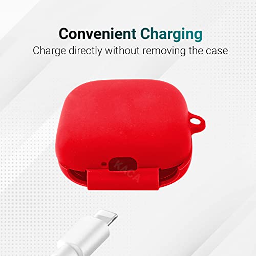 Image of KACA Protective Shockproof Silicone Cover Case with Buckle Compatible with Oppo Enco W51 (Red)
