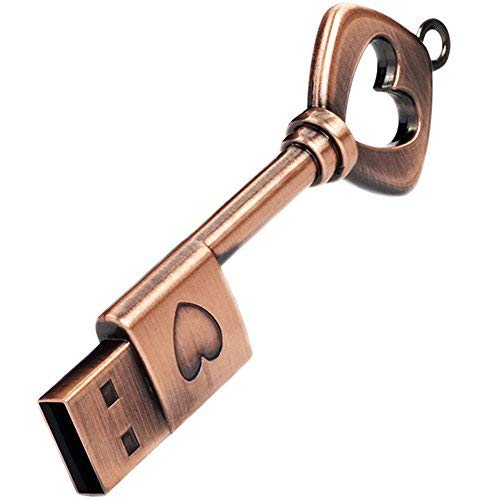 LEIZHAN Chiavette USB 64GB Pendrive USB 2.0 Flash Drive Metallo Bronzo Cuore