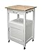 eHemco White Kitchen Island Cart Natural Wood Natural Top