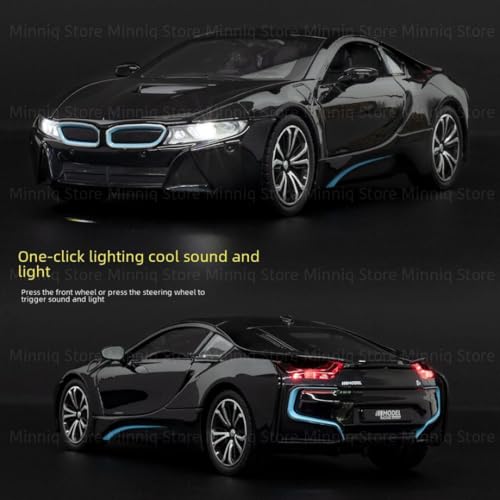 Image of BMW i8 1:24 Model Toy Car with Box, Zinc Alloy Pull Back Toy car with Sound and Light for Kids Boy Girl Gift [Colors as Per Stock]