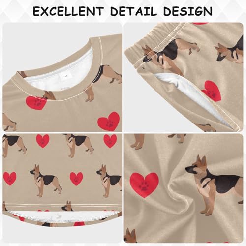 Pajama Set Long Sleeve for Boys & Girls,Dog German Shepherd Kid's Soft Sleepwear Crewneck Loungewear 2 Piece PJ Underwear Set 5T3