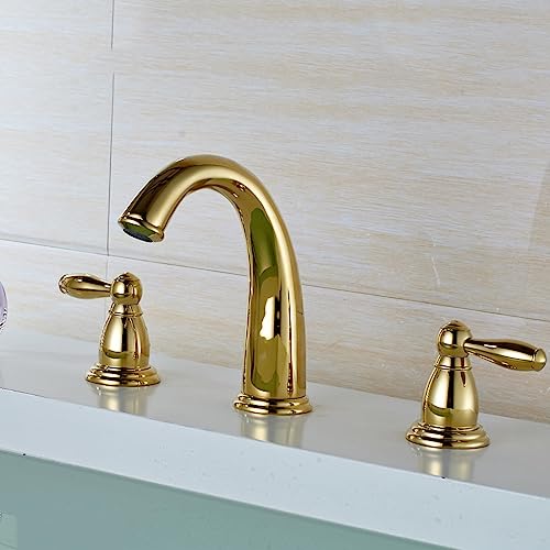 Grifo de baño 3 hoyos con dos manijas para lavabo elegante