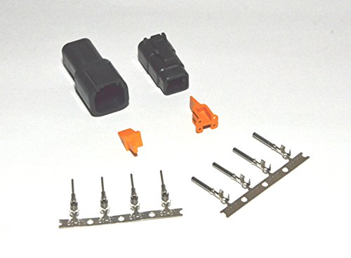 Deutsch DTM Black 4-pin Connector Kit, 20AWG Stamped Contacts (Made in USA)